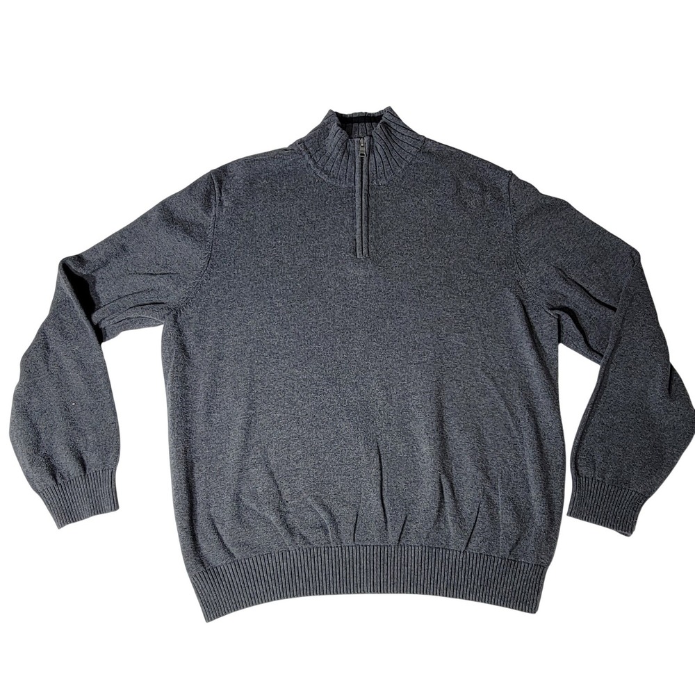 Merona Mens XL Gray 100% Cotton Quarter Zip Mock Neck Pullover Sweater RN17730